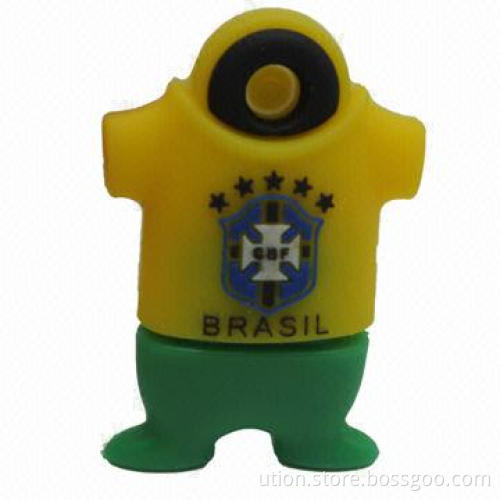USB Flash Drive with Customized Logos, 1 to 64GB Memory Capacity and World Cup Design